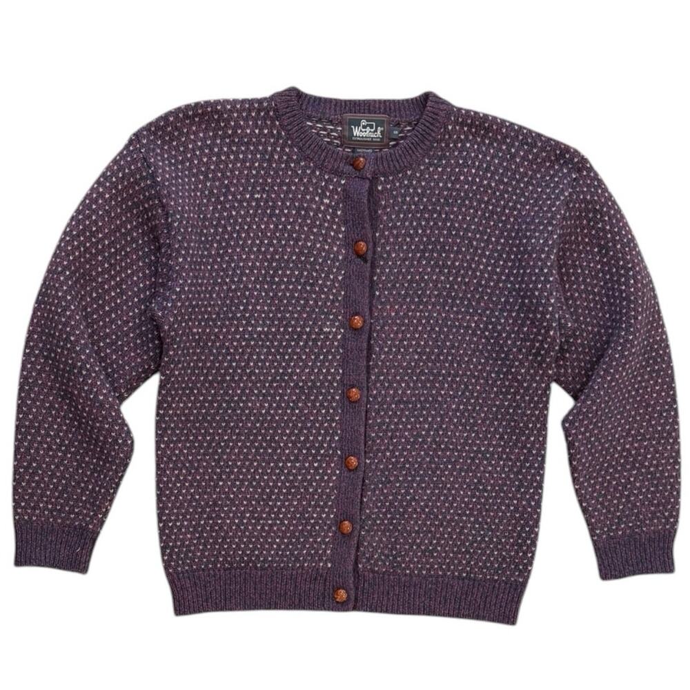Vintage Woolrich Wool Purple Fair Isle Knit Cardigan